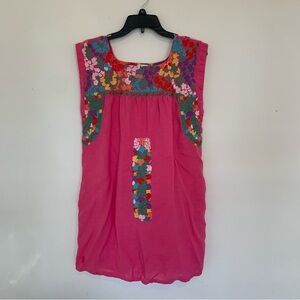 Women’s J Marie Floral Embroidered Boho Sleeveless Dress Size Medium Vacation